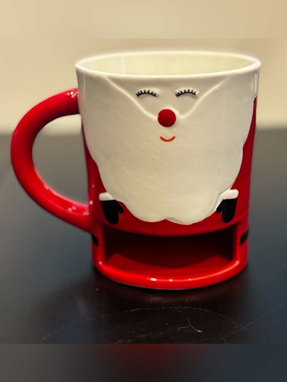 $5 ADD ON Festive Santa Ceramic Mug With Cookie Slot Red and White By Indigo